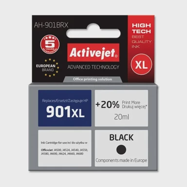 ACTIVEJET Tinta AH-901BRX, zamjena za HP 901XL CC654AE, premium, 20 ml, crna