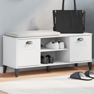 Klupa za cipele VIKEN bijela 106 x 35 x 45 cm masivna borovina