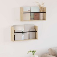 Polica za časopise s policom, sonoma hrast, 60 × 12 × 30 cm, 2 kom