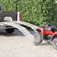 Sklopiva rampa za motocikle, nosivost 340 kg po rampi, srebrna, 2 kom
