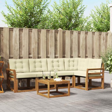 Set vanjskih sofa s jastukom 6 kom, prirodna i krem