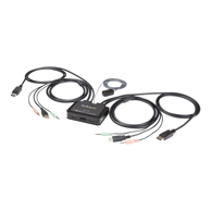 STARTECH KVM preklopnik SV211DPUA4K, 2-portni, DisplayPort 1.2, USB, 4K, crni