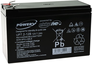 POWERY Olovno-gelna baterija, 12 V, 7,2 Ah