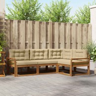Set vanjskih sofa s jastukom, 4 kom, prirodno-bež