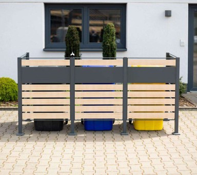WESTMANN Obloga za kante za smeće Planum, 3 x 240 l, 250 x 90 x 120 cm, drveni izgled