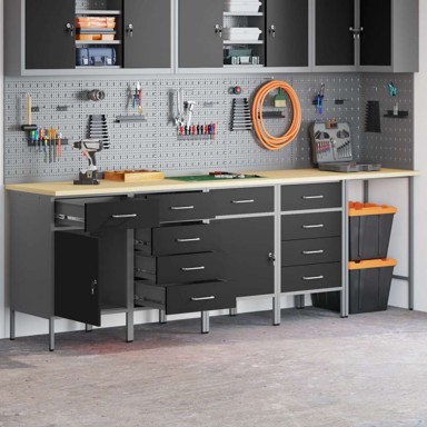 Set radnog ormara i kutnog stola 5 kom konstruirano drvo, crni