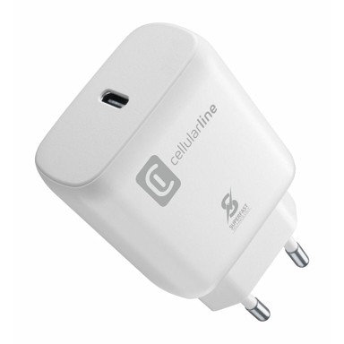CELLULARLINE Punjač ACHSMUSBCPD25WW, USB-C, kućni, 25W, bijeli