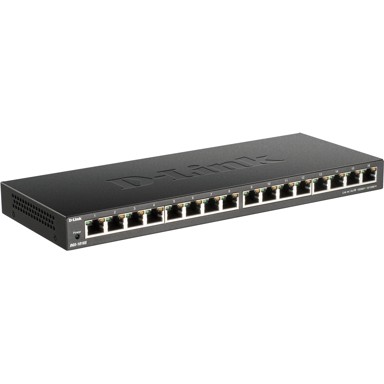 D-LINK Preklopnik mrežni, DGS-1016S, Gigabit Ethernet, neupravljani, crna