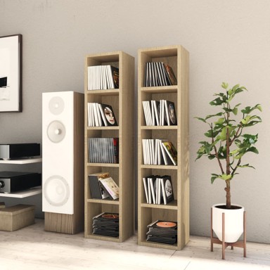Ormarići za CD-ove 2 kom boja hrasta 21x16x93,5 cm od iverice