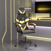 Gaming stolica, umjetna koža, crna i zlatna, bez naslona za noge, 1 komad