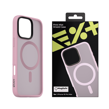 NIKCORP Zaštitna maska mist shield za iPhone 16 Pro Max, MagSafe kompatibilna, tanka maska za mobitel s metalnim detaljima, ojačani rubovi za zaštitu kamere i ekrana, izdržljivi PC i TPU materijal, roza