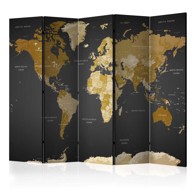 Sobna pregrada u 5 dijelova Room divider - World map on dark background 225x172
