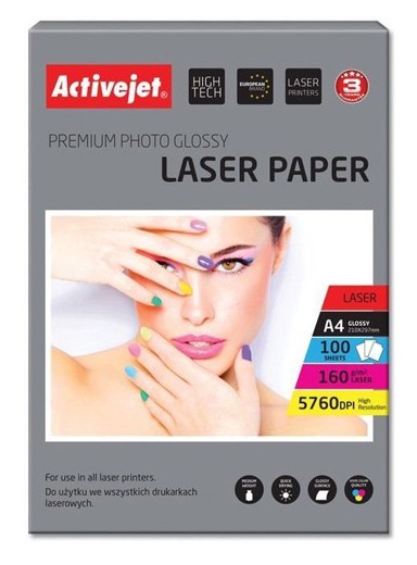 ACTIVEJET Foto papir A4, Laser Glossy 160 g, 100/1