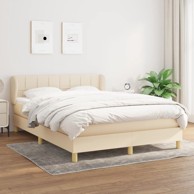 Krevet s oprugama i madracem krem 140x200 cm od tkanine