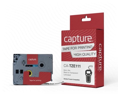 CAPTURE Dymo traka 6 mm x 8 m na prozirnoj, CA-TZE111, crna