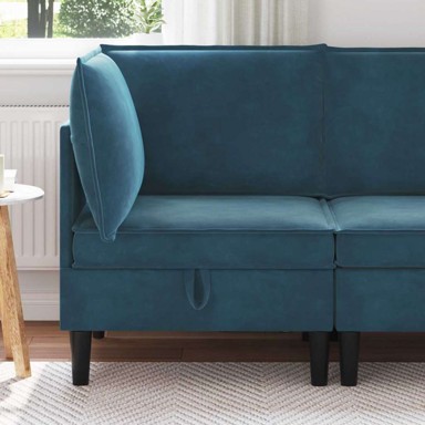 Sofa s pohranom, kutna, baršun, plava
