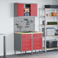 Set radnih ormarića s ladicama i pohranom (set 5 kom), 100 x 55 x 200 cm, crvena