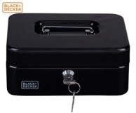 BLACK+DECKER Blagajna za novac s bravom, 3 pretinca, 2 ključa, čelična, 20 × 16 × 8,5 cm, crna