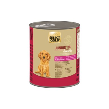 SELECT GOLD Hrana za pse Sensitive Junior, konjetina s batatom, konzerva 800 g