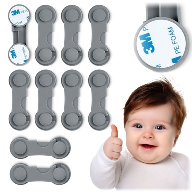 NORTHIX Zaštita brave za ormariće, Ricokids 798301, 10 kom, siva