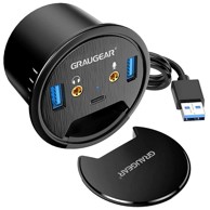 GRAUGEAR Stolni USB hub, USB 3.0 2x Type-A / 1x Type-C, audio connection, 60 mm-G-THUB-AU-60