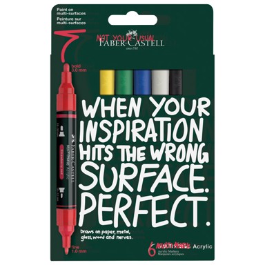 FABER-CASTELL Akrilni marker Multimarker, obostrani, 6 boja, blister