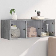 Zidni ormarić sa staklenim vratima, 102 x 37 x 35 cm, sivi hrast sonoma
