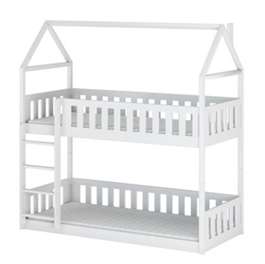 Drveni dječji krevet na kat Pola, 160 x 80 cm, bijeli