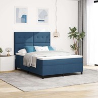 Box spring krevet s madracem 140x200 cm tkanina s gumbima, plava