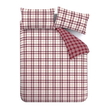 CATHERINE LANSFIELD Posteljina Kelso Check za krevet za jednu osobu 135x200 cm Bordo