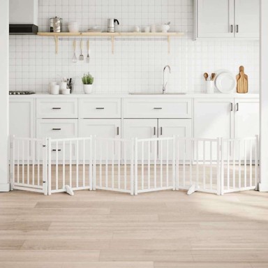 Vrata za pse s vratima sklopiva, 6 panela, 50 x 60 x 2 cm, bijela