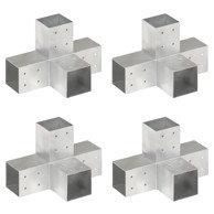 Spojnici za stupove u X-obliku 4 kom pocinčani metal 81 x 81 mm