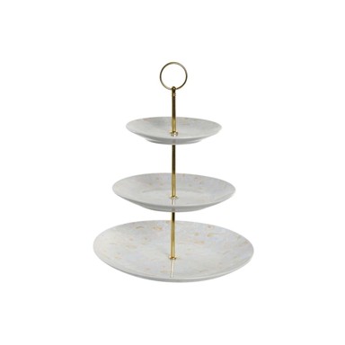 DKD HOME DECOR Posuda za voće porculan, 27 x 27 x 34 cm, plava roza metal