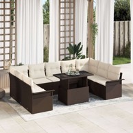 10-dijelni vrtni sofa set s jastučićima od poli ratana, smeđa