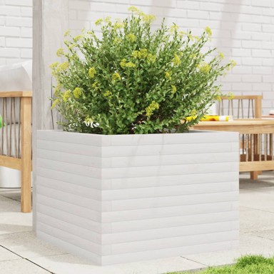 Vrtna sadilica bijela 60x60x45,5 cm od masivne borovine