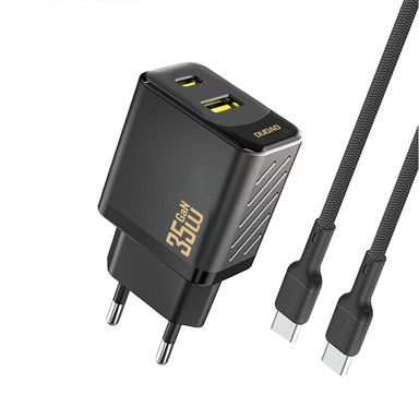 DUDAO Punjač zidni USB-C + USB-A PD QC 35W s kabelom, crni