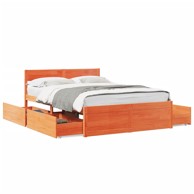 Okvir kreveta s ladicama 135 x 190 cm od masivne borovine