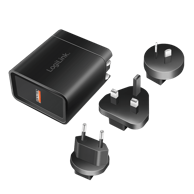 LOGILINK USB QC 3.0 putni adapter za brzo punjenje 18 W, SAD/UK/EU/AU