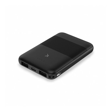 KSIX Powerbank prijenosni punjač BXBA5000SM03, 5000 mAh, 2x USB-A, USB C, crni