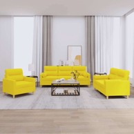 3-dijelni set sofa s jastucima tkanine, svjetložuta