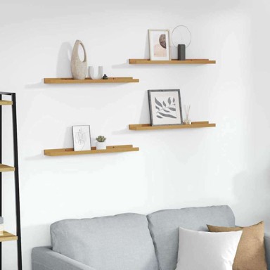 Zidna polica, set 4 kom, 60 x 9 x 3 cm, od konstruiranog drva, bež