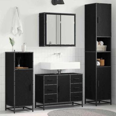 Set namještaja za kupaonicu, 4 kom, 80 x 33 x 60 cm, crni hrast