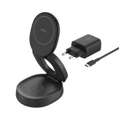 BELKIN Punjač Boost Charge MagSafe WIZ035kqBK, prilagodljiv, 2u1, Qi2, crni