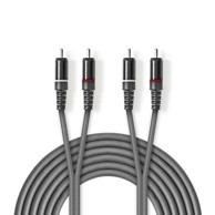 NEDIS Stereo audio kabel 2x RCA muški 2x RCA muški niklani 1 50 m okrugli tamno sivi kartonski omot