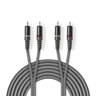 NEDIS Stereo audio kabel 2x RCA muški 2x RCA muški niklani 1 50 m okrugli tamno sivi kartonski omot