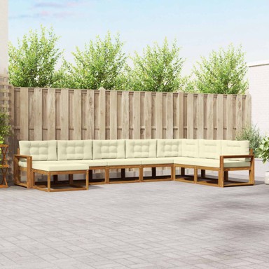Set vanjskih sofa s jastukom, 8-dijelni, prirodna i krem