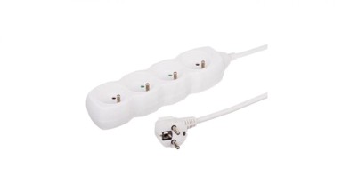 Produžni kabel s 4 utičnice, 5 m, 3x1,0 mm OWY, bijeli