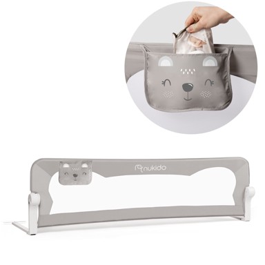 NUKIDO Zaštitna ogradica za krevet, 150 x 42 x 35 cm, siva