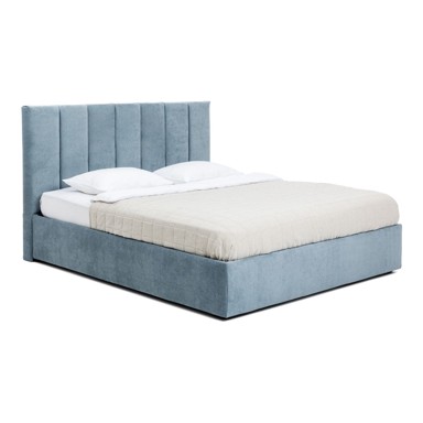 BONAMI SELECTION Tapecirani bračni krevet s podnicom i prostorom za odlaganje Thessa Bold Line, 180 x 200 cm, plavi