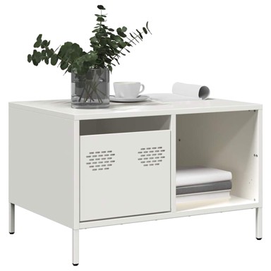 Stolić za kavu bijeli 68,5x50x43,5 cm hladno valjani čelik